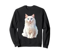 Fluffy Feline Blue Eyes Pet Lover Art Sweatshirt