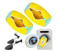 Fluffy Fibers Shoe Cleaning Bag-360°Wrap-Around Cleaning for All Shoe Types-Reusable Washer Bag for Washing Machine-Protect and Refresh Your Shoes,with 1 Pairs of Adjustable Shoe Holders, yellow 2pcs