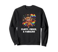 Fluffy, Fierce, & Fabulous Highland cow rainbow LGBTQ+ pride Sweatshirt