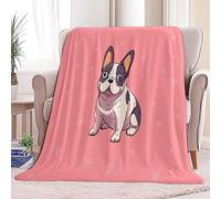 Fluffy Fleece Throw Blanket Cartoon French Bulldog Versatile Soft Fuzzy Warm Blankets, Pink Cozy Flannel Sherpa Blanket for Sofa Couch All Season 150 x 200 cm
