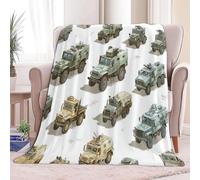Fluffy Fleece Throw Blanket Hand-Drawn Military Vehicle Versatile Soft Fuzzy Warm Blankets, White Cozy Flannel Sherpa Blanket for Sofa Couch All Season 180 x 220 cm