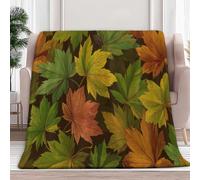 Fluffy Fleece Throw Blanket Yellow-Green Maple Leaves 100x130 cm Soft Warm Sofa Fleece Blanket, Cozy Flannel Bed Throw, for Adult Child and Baby, Gift Idea