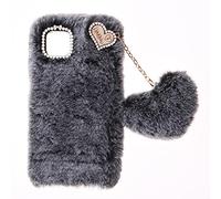 Fluffy Fur Plush Case for Motorola Moto G Power 2026 Protective Case Shockproof Soft Warm Love Heart Girls Women Cute Bling Cover Fluffy Fur Skin Back TPU Bumper for Moto G Power 2026,Dark Grey