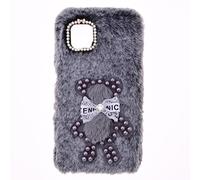 Fluffy Fur Plush Case for Motorola Moto G57 Power Case Girly Gift Lovely Bear Faux Fur Shockproof Back Bumper Silicone Soft Fluffy Furry Chic Bling Protective Cover for Motorola G57 Power,Grey Bear