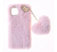 Fluffy Fur Plush Case for Motorola Moto G67 Power Phone Cover Drop Protection Soft Warm Love Fluffy Bling Cover Silicone Gel Rubber Bumper Case Slim Fit for Motorola Moto G67 Power Women Girls,Pink