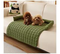 Fluffy Fuzzy Calming Dog Bed Sofa Protector Pet Mat with Non Skid Bottom, Washable Soft Warm Quilted Dog Cushion, (Green)