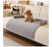 Fluffy Fuzzy Calming Dog Bed Sofa Protector Pet Mat with Non Skid Bottom, Washable Soft Warm Quilted Dog Cushion, (Light Gray)
