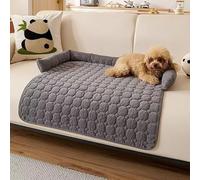 Fluffy Fuzzy Calming Dog Bed Sofa Protector Pet Mat with Non Skid Bottom, Washable Soft Warm Quilted Dog Cushion, (dark gray)