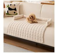 Fluffy Fuzzy Calming Dog Bed Sofa Protector Pet Mat with Non Skid Bottom, Washable Soft Warm Quilted Dog Cushion, (White)