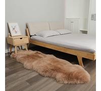 Fluffy Genuine Sheepskin Rug, Fuzzy Shaggy Fur Area Rug, Soft Fur Prayer Pup Mat Carpet, Chair Sofa Seat Cover, Bedroom, Living Room Double Pelts (Light Brown, 2x6ft)