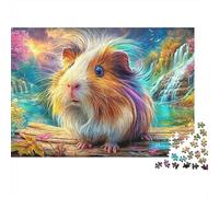 Fluffy Guinea Pig on A Wooden Log 1000-Piece Jigsaw Puzzle Cute Guinea Pig Brainteasing Challenge for Adults & Kids 70x50cm/1000pcs