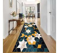 Fluffy Hallway Rugs Runner Blue Yellow Grey Shaggy Carpet Non Slip Backing Geometric Rug Runners for Hallways Passage Entryway Terrace Carpets(70 * 700cm)