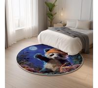 Fluffy Heavy Duty Home Decor Colorful Carpet Round Cute Panda Halloween,Classic Lightweight Ideal for Living Room, Bedroom, Nursery, Kids Baby Room Rug 140 cm