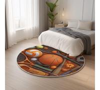 Fluffy Heavy Duty Home Decor Orange Carpet Round Energetic Dynamic Sports,Classic Lightweight Ideal for Living Room, Bedroom, Nursery, Kids Baby Room Rug 100 cm