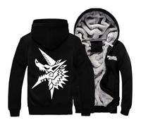 Fluffy Hoodie Men Monst-er Hunt-er, Thick Warm Fleece Winter Sweatshirt with Hood, Comfy Full Zip Cardigan, for Outdoor Workout, Pocket(Multicolor 4,XXL)