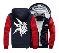 Fluffy Hoodie Men Monst-er Hunt-er, Thick Warm Fleece Winter Sweatshirt with Hood, Comfy Full Zip Cardigan, for Outdoor Workout, Pocket(Multicolor 2,S)