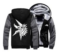 Fluffy Hoodie Men Monst-er Hunt-er, Thick Warm Fleece Winter Sweatshirt with Hood, Comfy Full Zip Cardigan, for Outdoor Workout, Pocket(Multicolor,XXL)