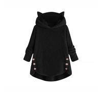 Fluffy Hoodie Womens Sherpa Fleece Pullover Cute Cat Ear Sweatshirt Furry Teddy Bear Coat Winter Long Sleeve Tops Ladies Teen Girls Winter Warm Lounge Wear Thick Plush Sweatshirts with Pocket