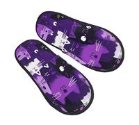 Fluffy House Slipper Purple Cat Cute Kitten House Shoes Warm Home Slippers for Travel Bedroom Winter M