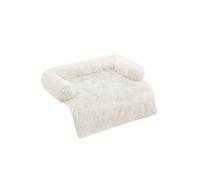 Fluffy Hug Dog Sofa Bed with Removable Cover, 110 x 95 x 18 cm (L x W x H) / White