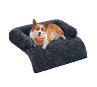 Fluffy Hug Dog Sofa Bed with Removable Cover, L (95 x 85 x 16 cm) / Dark Grey