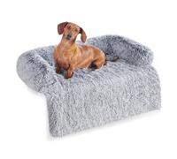 Feandrea FluffyHug Dog Sofa Bed, Dog Sofa Cover, Calming Dog Bed, L, for Medium Dogs, 95 x 85 x 16 cm, Grey Ombré PGW222G01
