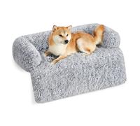 Fluffy Hug Dog Sofa Bed with Removable Cover, XL (110 x 95 x 18 cm) / Grey Ombré