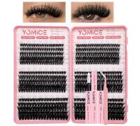 Fluffy Individual Eyelashes Kit 60+80+100D Clusters Lashes Kit 590pcs Thick Lashes Individual Cluster Russian Strip Lash D Curl DIY Lash Extension with Lash Bond and Seal Tweezers（#02kit)