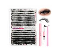 Fluffy Individual Lashes Kit D Curl Cluster Lashes DIY Eyelash Extension Kit 280pcs Thick Volume 50D+60D Lash Clusters Eyelash Extension with Lash