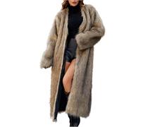 Fluffy Jacket Ladies Open Front Fur Coats Womens Faux Fur Coat Long Elegant Artificial Fur Overcoat Winter Long Sleeve Jacket Outwear Plush Warm Cardigan Thicken Parka Coat UK Clearance Trench Coats