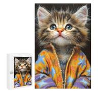 Fluffy Kitten in Colorful Jacket Puzzle 1000 Teile Schwer Puzzle Spielzeug Lernspiel Impossible Herausforderungsspielzeug Für Erwachsene Kinder 1000 PCS