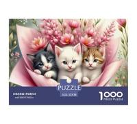 Fluffy Kitten Peeking through Cat Flap Sturdy Cardboard Pieces Helps Enhance Focus, Problem Solving Skills And Hand Eye Coordination Effectively 52x38cm/1000pcs