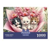 Fluffy Kitten Peeking through Cat Flap Thick Cardboard Pieces Excellent for Training Memory, Concentration And Logical Thought Process 70x50cm/1000pcs