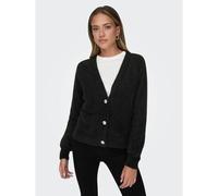 Fluffy Knit V-Neck Cardigan Black
