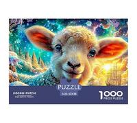 Fluffy Lamb in Snowy, Glowing Scenery 1000-Piece Jigsaw Puzzle Sheep Ideal for Birthday 52x38cm/1000pcs