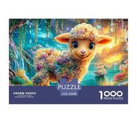 Fluffy Lamb with Flowers in A Magical Forest 1000-Piece Jigsaw Puzzle Dream Sheep for Adults & Kids Age 12+ - Challenging & Brainteasing Game 52x38cm/1000pcs