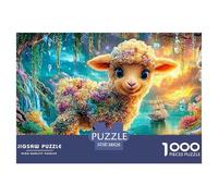 Fluffy Lamb with Flowers in A Magical Forest 1000-Piece Jigsaw Puzzle Dream Sheep Ideal for Men, Women, Elders & Seniors 38x26cm/1000pcs