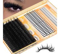 Fluffy Lash Clusters Eyelash Extensions with Fairy Cluster Eyelashes Spiky Bottom Individual Lashes Extension Thick Volume 369Pcs Full Dramatic Eye-lashes DIY Faux Mink Cluster Extensions at Home