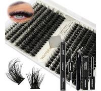 Fluffy Lash Clusters Whybraw 100D 200D DIY Eyelash Extensions Set with Eyelash Binding Eyelash Remover, Eyelash Applicator, 280 Pieces, Volume Cluster Eyelash Extensions, Thick Eyelash Extensions