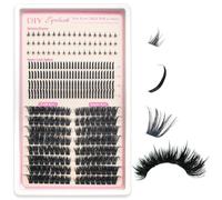 Fluffy Lash Clusters with Spikes & Bottom Clusters, 100D Thick, 302 Pcs | 100D Thick Wispy Individual Eyelash Extensions Kit, 10-16MM Long DIY Volume Lashes with Bottom Clusters & Spikes