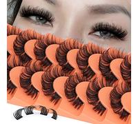 Fluffy Lashes Faux Mink False Eyelashes Dramatic 18mm Lashes Pack 7 Pairs Wispy Volume Cat Eye Lashes Pack by