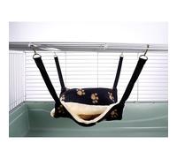 Fluffy Lined Pouch Hammock for Ferret Chinchilla Bed Toy House Black Paw Print
