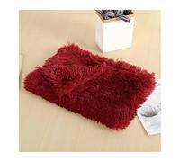 Fluffy Mat Long Plush Pet Blanket Cat Sleeping Mats Puppy Winter Warm Thin Kennel Cushion Soft Covers For Large Dogs Mattress(Red wine,L 100X73CM)