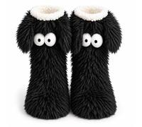 Fluffy Monster Slipper Socks for Women, Cute Fuzzy Indoor House Socks | Soft Warm Fuzzy Lining, Non-Slip Grips & Flexible Fit for Cozy Home Lounging, Sleeping and Holiday Gifts