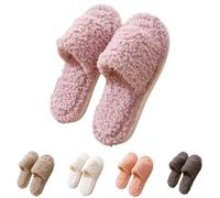 Fluffy Mules For Women - Open Toe Slippers Women Wide Fit - Comfortable Shoes Non Slip Velvet Footwear Fuzzy Soft Home Slipper Indoor Flat Bottom Sliders Rubber Sole Shoe Mules