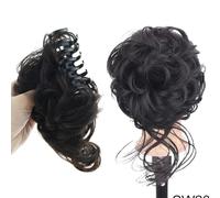Fluffy Natural Hair Ring, Synthetic Doughnut Updo, Bun Hairpieces, Hair Scrunchie with Hair Extensions, Ponytail Braid Updo (Dark Brown)