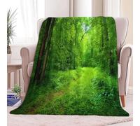 Fluffy Olive Green Flannel Throws Blanket for Sofa Bed Chair, Soft Nature Forest Scene Bedding 71 x 79 in Decorative Ultra-Plush Bed Blanket for Children Teeny Adults, 180 x 200 cm