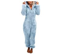 Fluffy Onesies for Women Sale Clearance,Ladies Fleece Pyjamas Hooded Onesie Teddy Pajamas Winter Warm Plush Hooded Flannel One Piece Jumpsuit Playsuit Sleepwear Loungewear UK Size 8-22