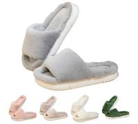 Fluffy Open Toe Slippers Women - Plush Slippers Men - Memory Foam House Shoes Fluffy Faux Fur Slipper Soft Plush Cozy Slipper Pumpkin Slip On Footwear Fuzzy Indoor Christmas Shoes Footwear