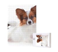 Fluffy Papillon Dog,300 Pieces Wooden Jigsaw Family Game Jigsaw Puzzles for Adults Teens